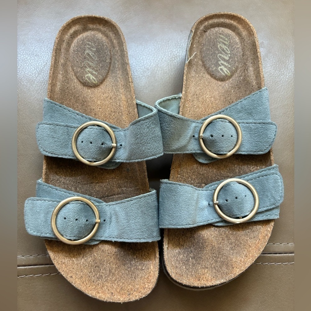 Aerie blue suede slides